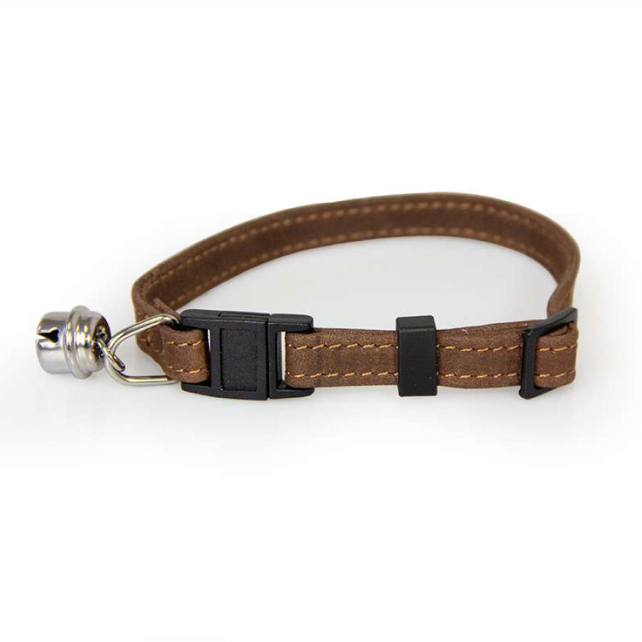 Das Lederband kattenhalsband met clicksluiting mocca
