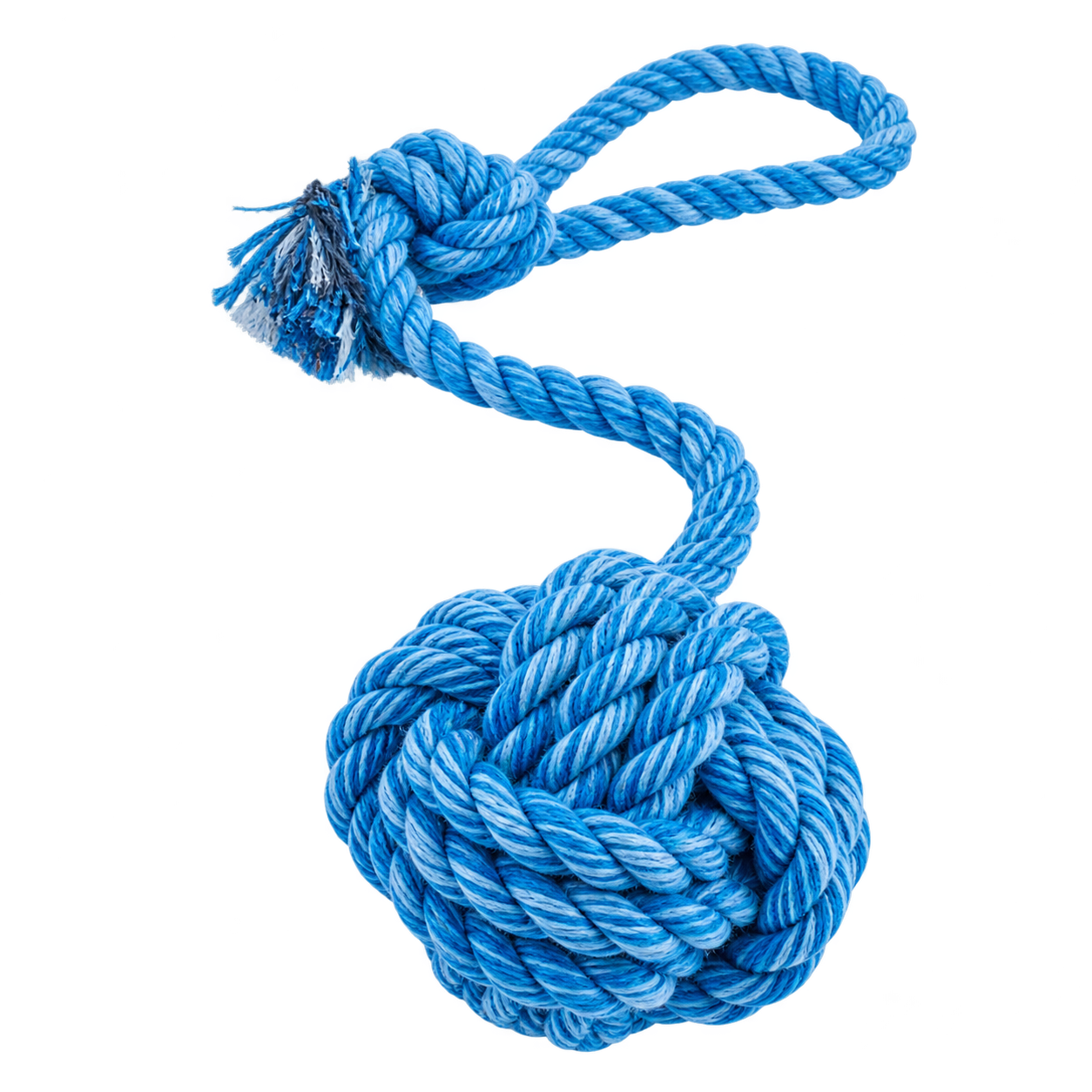 Happy Pet Nuts For Knots touw bal met lange lus blauw