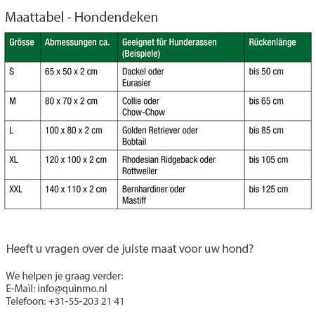 Doctor-Bark-Maattabel-hondendeken Doctor Bark hondendeken, Goudbruin