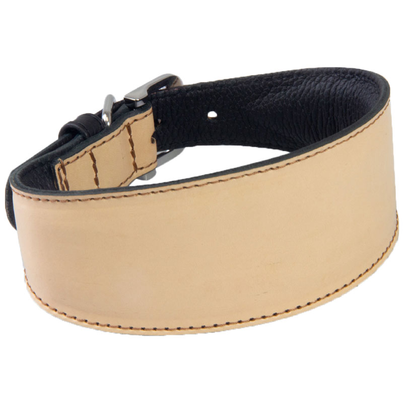 Das Lederband Vancouver Windhonden Halsband Naturel / Zwart