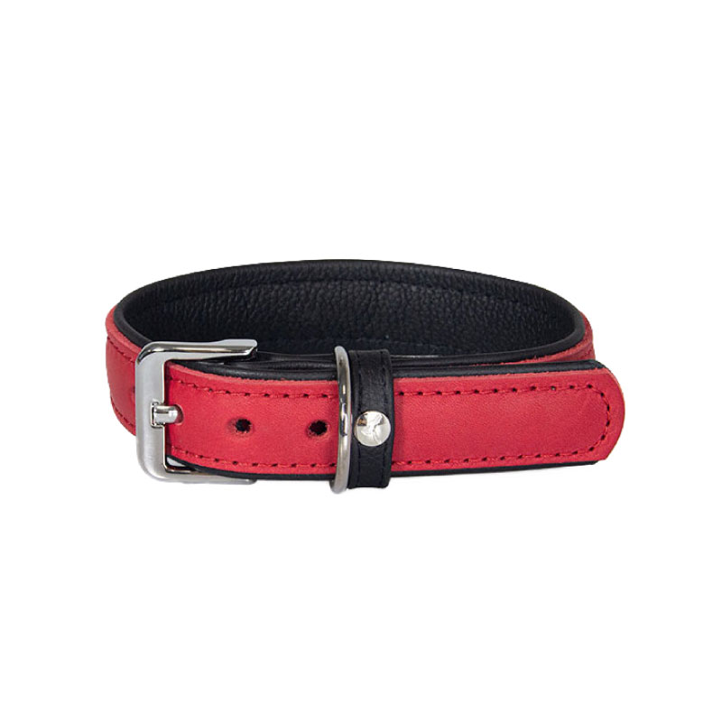 Das Lederband Halsband Vancouver Rood / Zwart